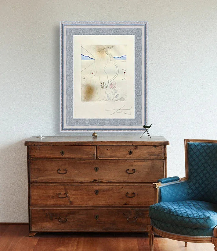 Salvador Dalí - Nu à la jarretière: Nude with Garter from suite Les Hippies (Limited edition, hand-signed by Dalí, Drypoint etching, 1969/70) - Hedonism Gallery