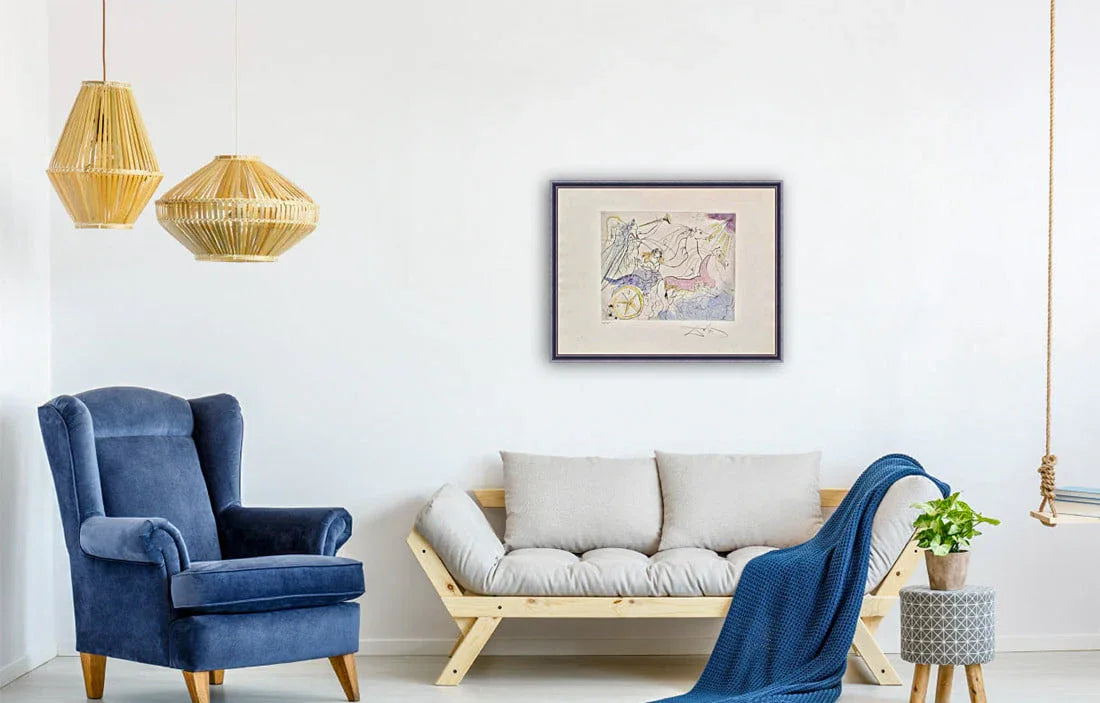 Salvador Dalí - Euterpe: Le char de Bacchus (Limited edition, hand-signed by Dalí, Drypoint etching, 1971) - Hedonism Gallery