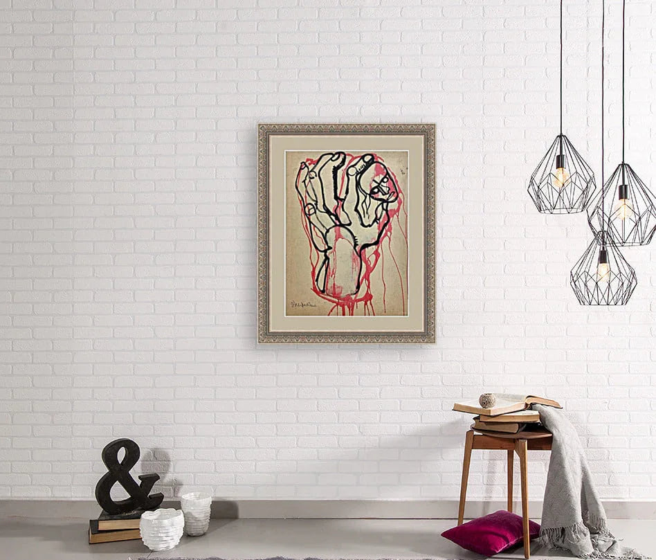 Ernst Neizvestny - Head in Hand (Ink and acrylic on paper) - Hedonism Gallery