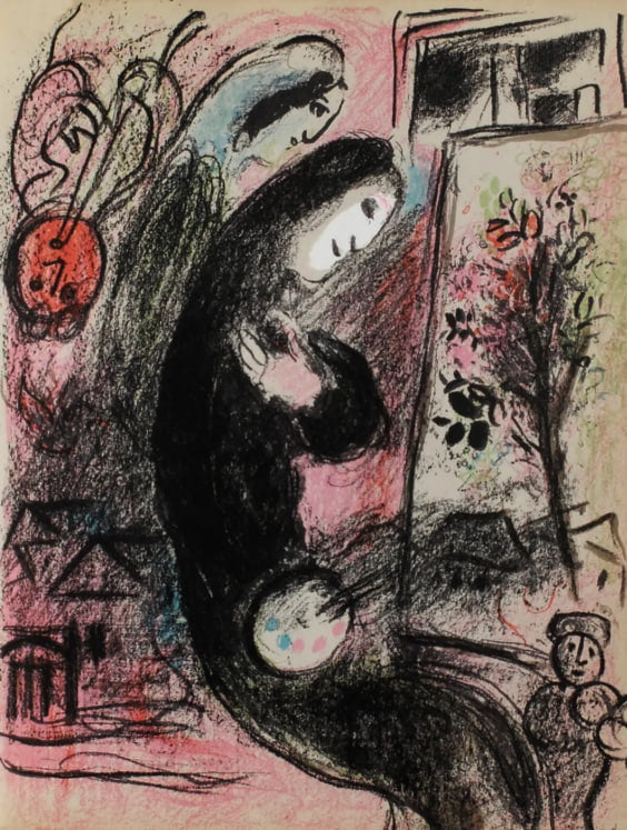 Marc Chagall - L'inspiré (Original lithograph, 1960)