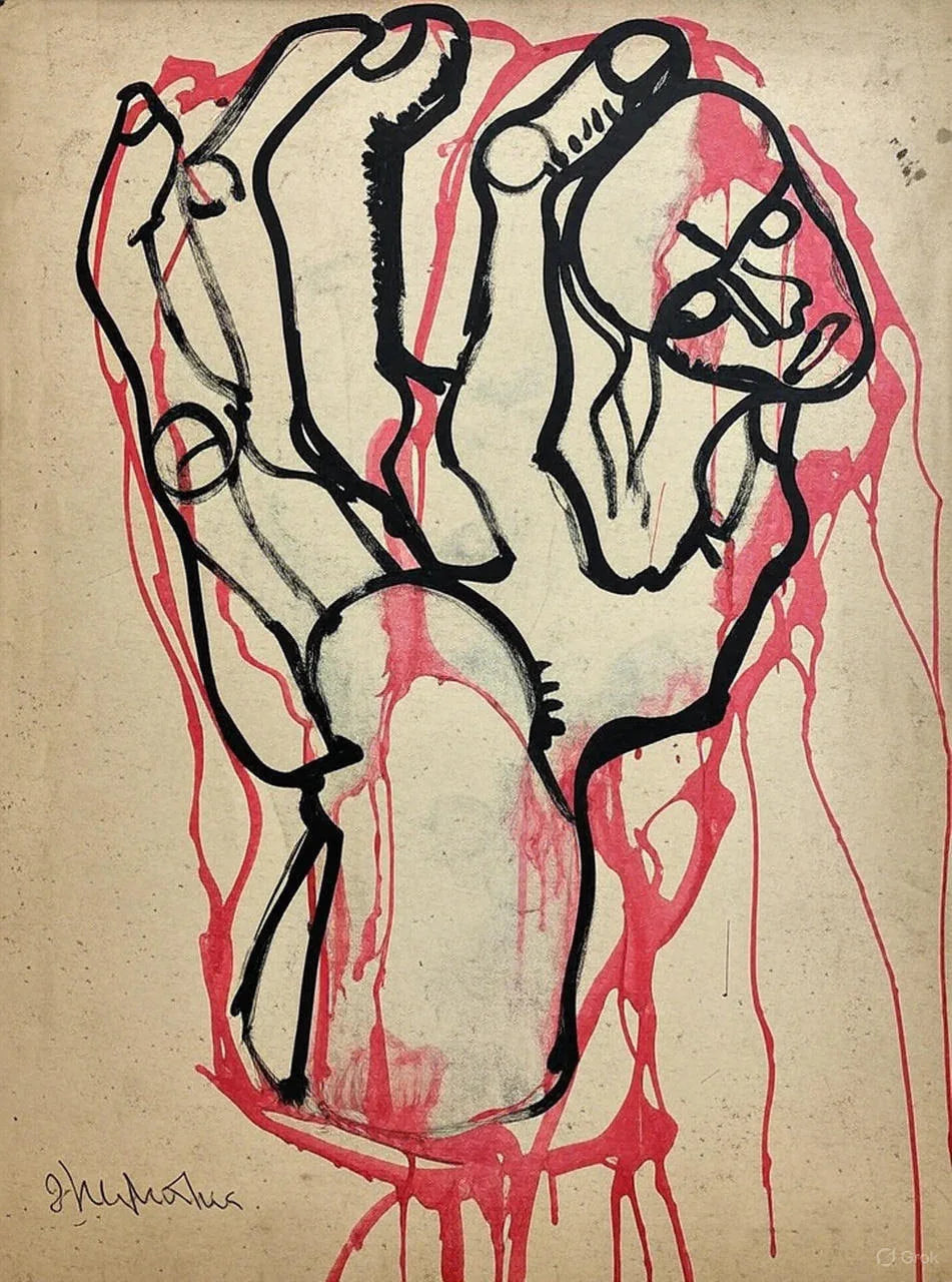 Ernst Neizvestny - Head in Hand (Ink and acrylic on paper) - Hedonism Gallery