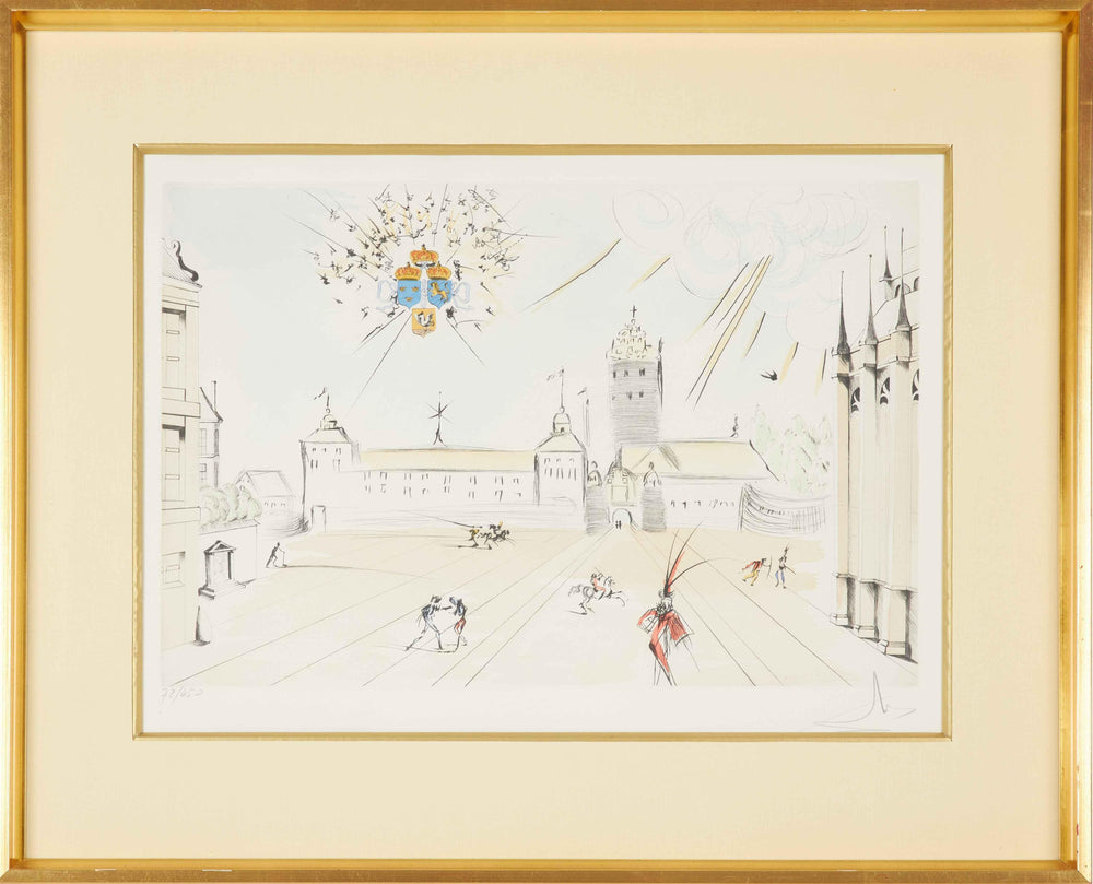 Salvador Dalí - Stockholms Slott (Limited edition, hand-signed by Dalí, Drypoint etching, 1976) - Hedonism Gallery