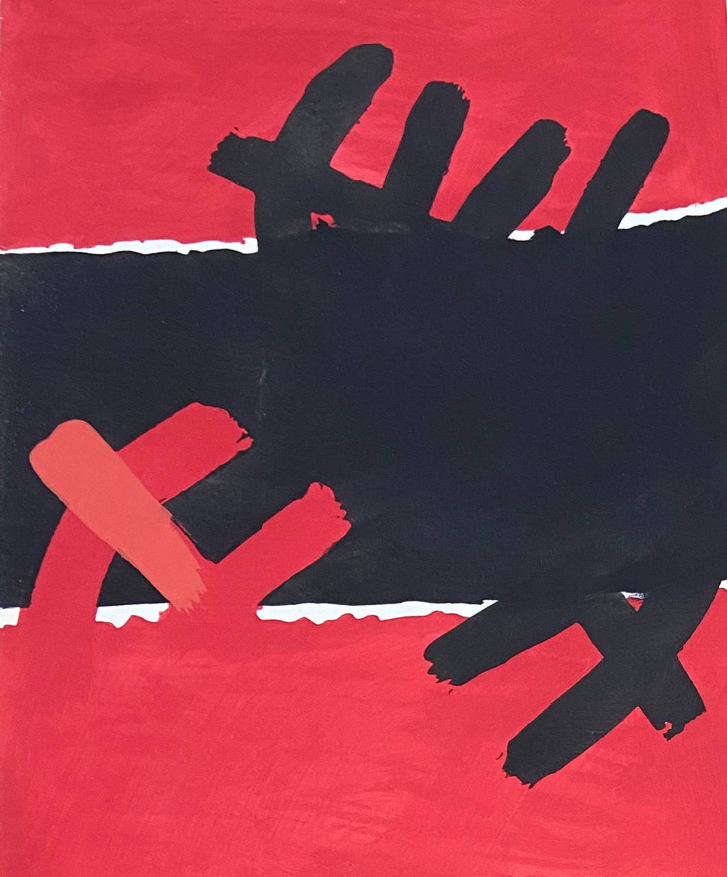 Giuseppe Capogrossi - Surface Rouge et Noire (1957) - Giuseppe Capogrossi, Pochoir - Hedonism Gallery
