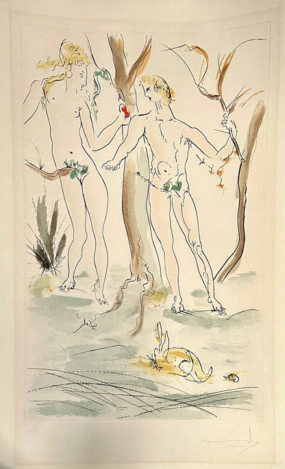 Salvador Dalí - Adam et Eve (1971) - Drypoint, Engraving, Etching, Gravure, Pochoir, Salvador Dalí - Hedonism Gallery