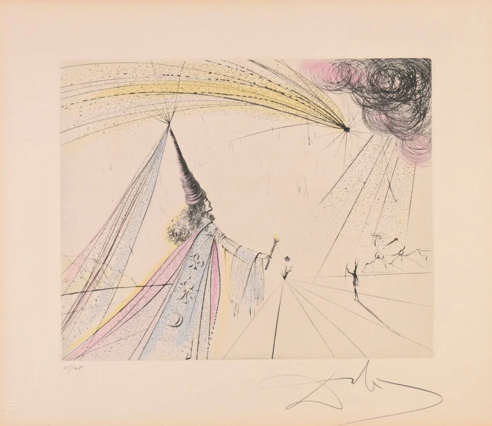 Salvador Dalí - Urania from suite Les Muses (Limited edition, hand-signed by Dalí, Drypoint etching, 1971) - Hedonism Gallery