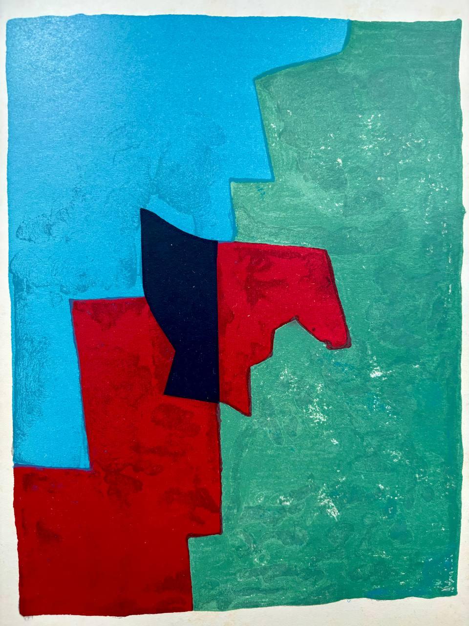 Serge Poliakoff - Red, green and blue composition (Original lithograph, 1961) - Hedonism Gallery