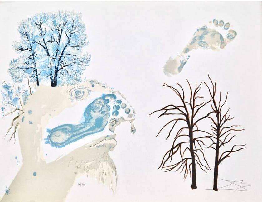 Salvador Dalí - Winter (Limited edition, hand-signed by Dalí, Original lithograph, 1972) - Hedonism Gallery