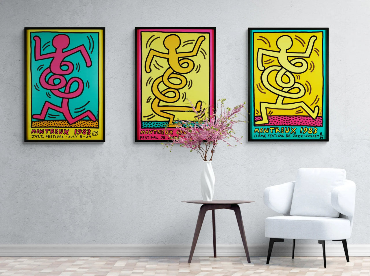 Keith Haring - Montreux Jazz Festival: Three Prints (1983) - Keith Haring, Poster, Silkscreen - Hedonism Gallery