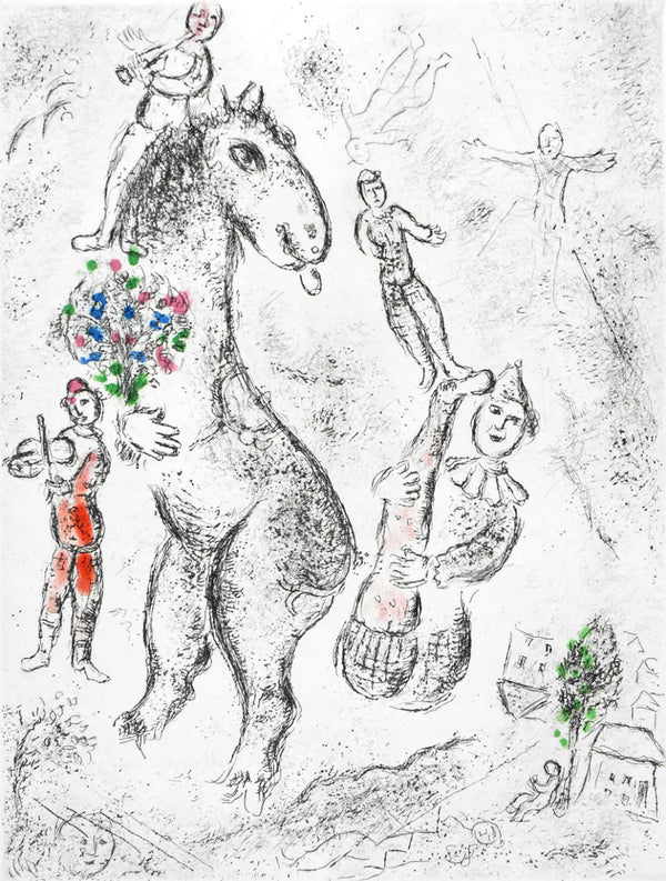 Marc Chagall - Original etching «Horse, violinist and clown» from «Celui qui dit les choses sans rien dire» (1976) - Etching, Marc Chagall - Hedonism Gallery