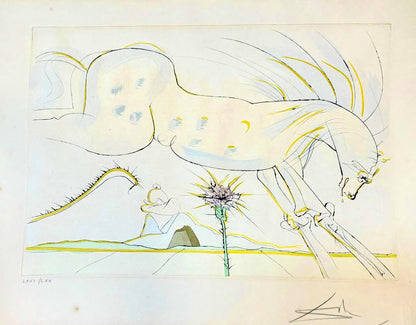 Salvador Dalí - Le Cheval et le Loup (Le Bestiaire de La Fontaine) (1974) - Drypoint, Engraving, Etching, Gravure, Pochoir, Salvador Dalí - Hedonism Gallery