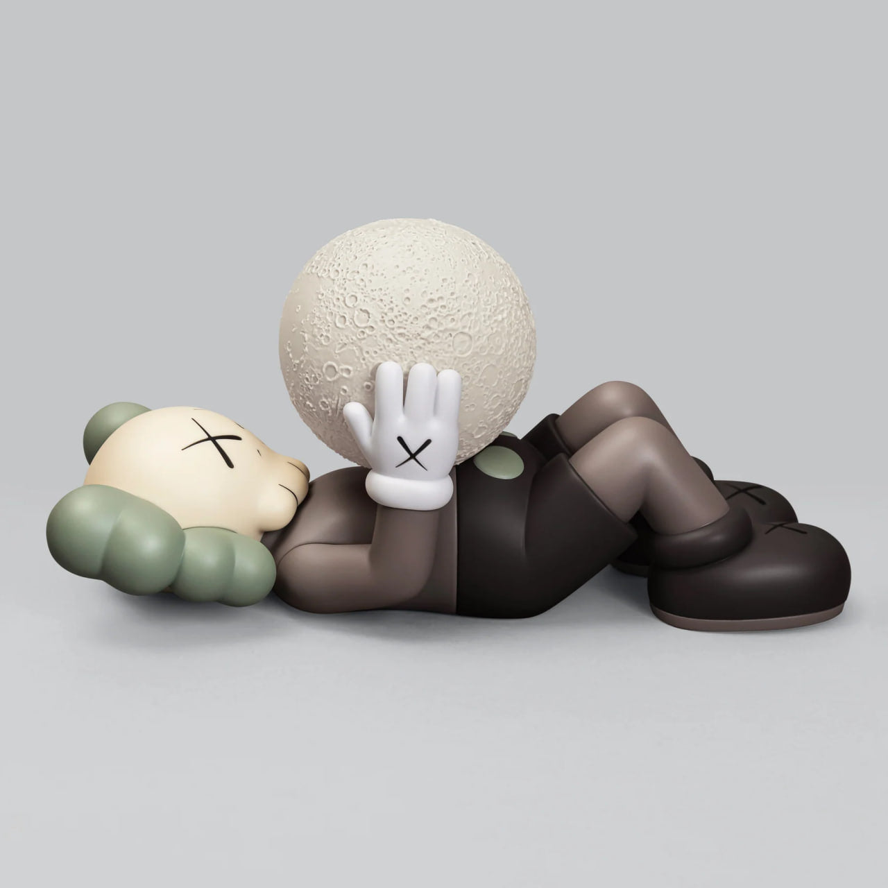 KAWS - HOLIDAY SHANGHAI - Vinyl COMPANION Figure (Brown) with a fluorescent moon (2024) - KAWS, object, Sculpture, Street Art - Hedonism Gallery