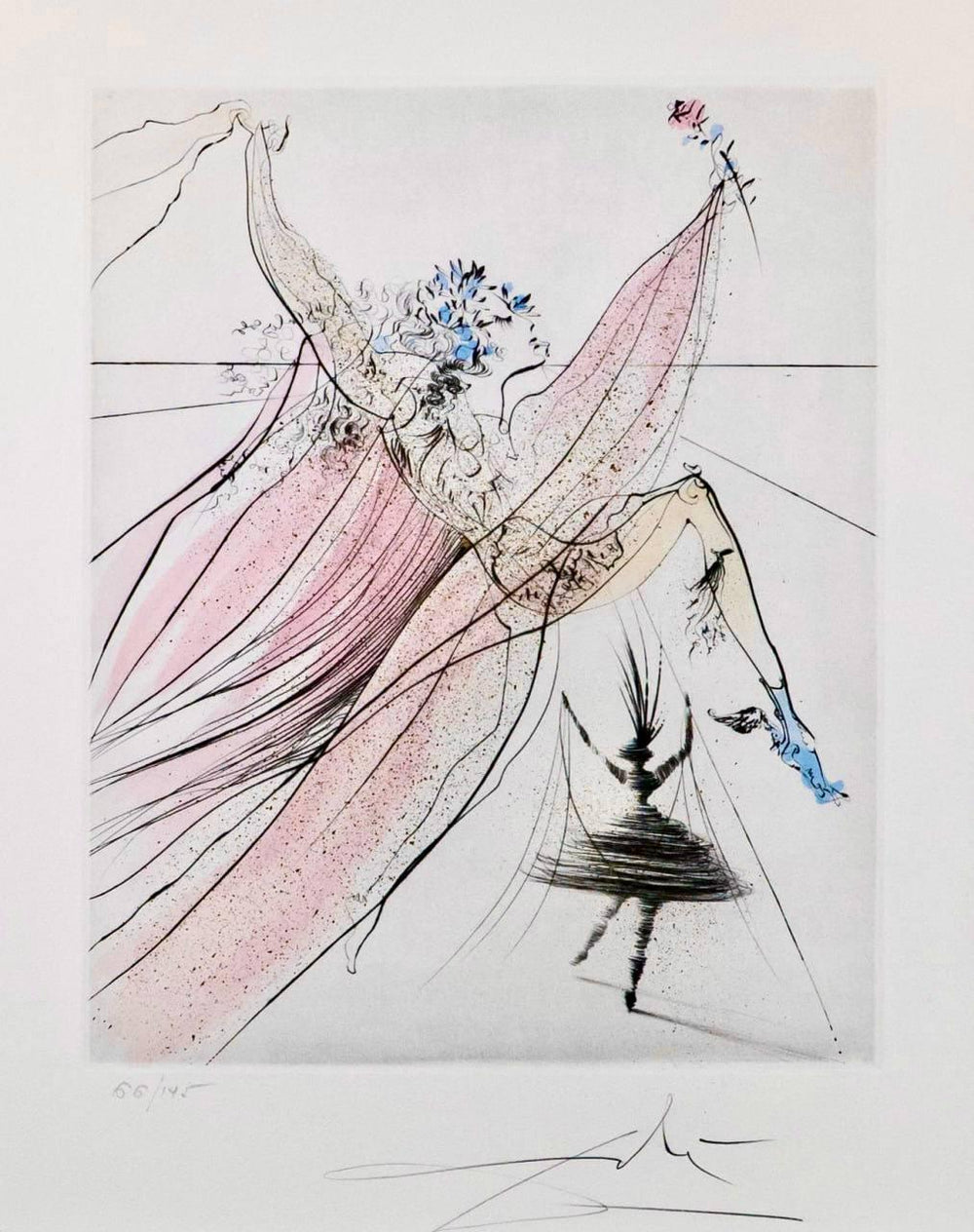 Salvador Dalí - Terpsichore from suite Les Muses (Limited edition, hand-signed by Dalí, Drypoint etching, 1971) - Hedonism Gallery