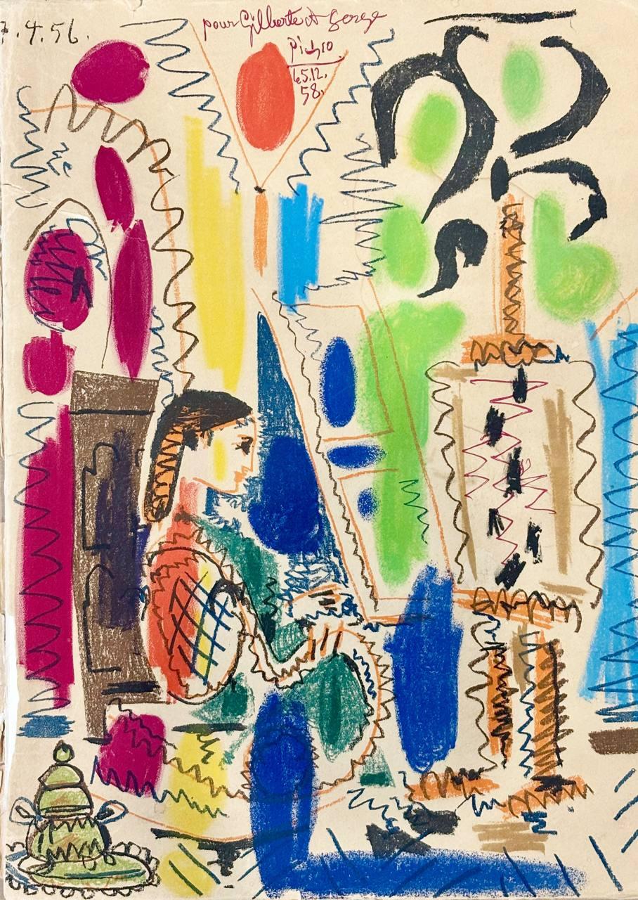 Pablo Picasso - L'Atelier de Cannes: cover for "Ces peintres nos amis vol. II" (Original Lithograph, 1960) - Hedonism Gallery