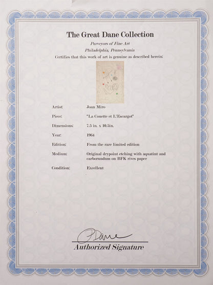 Joan Miró – La chouette et l’escargot (The Owl and the Snail), 1964