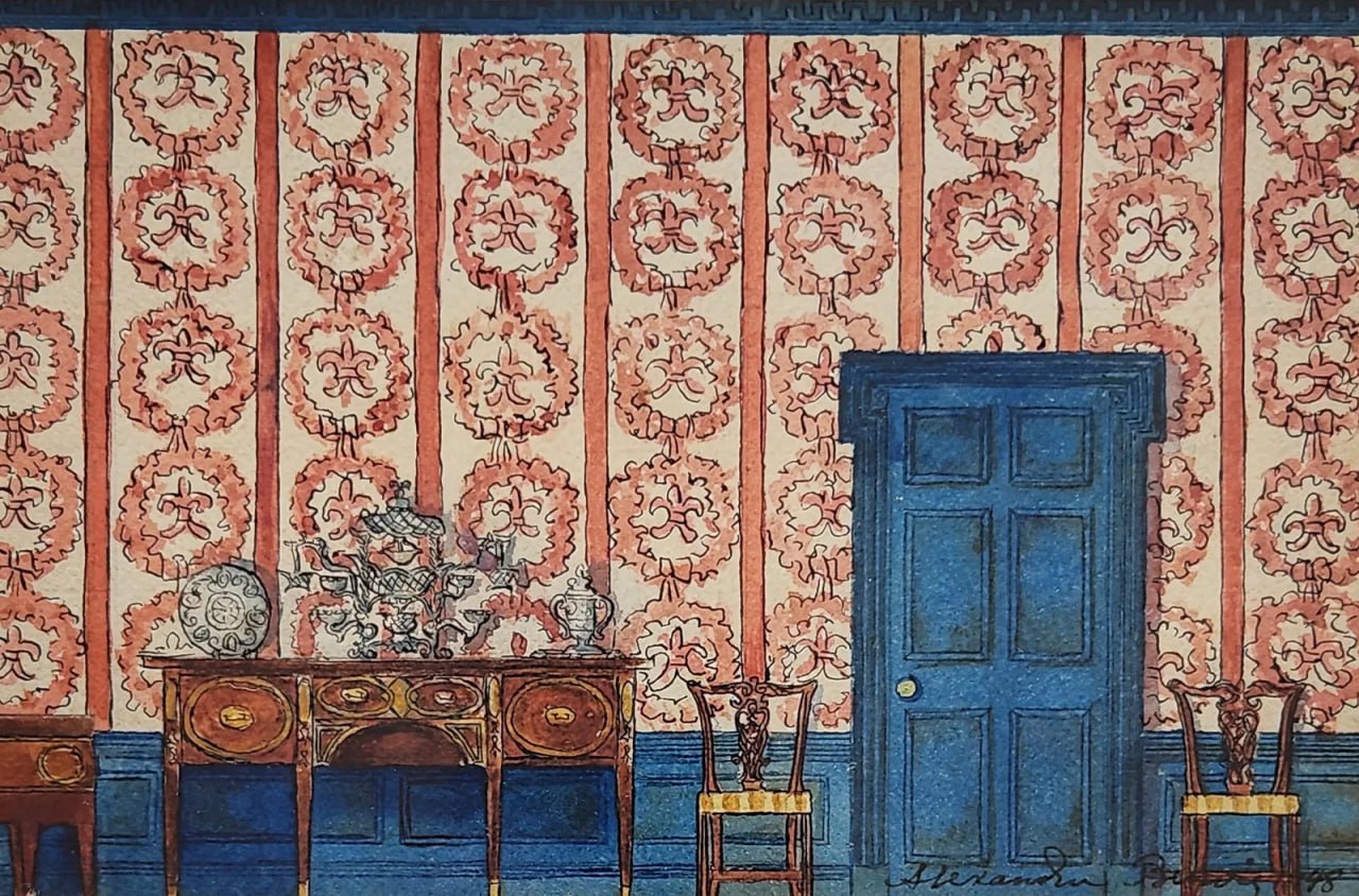 Alexandre Benois - Interior with Blue Door (Watercolor on Paper), 1948