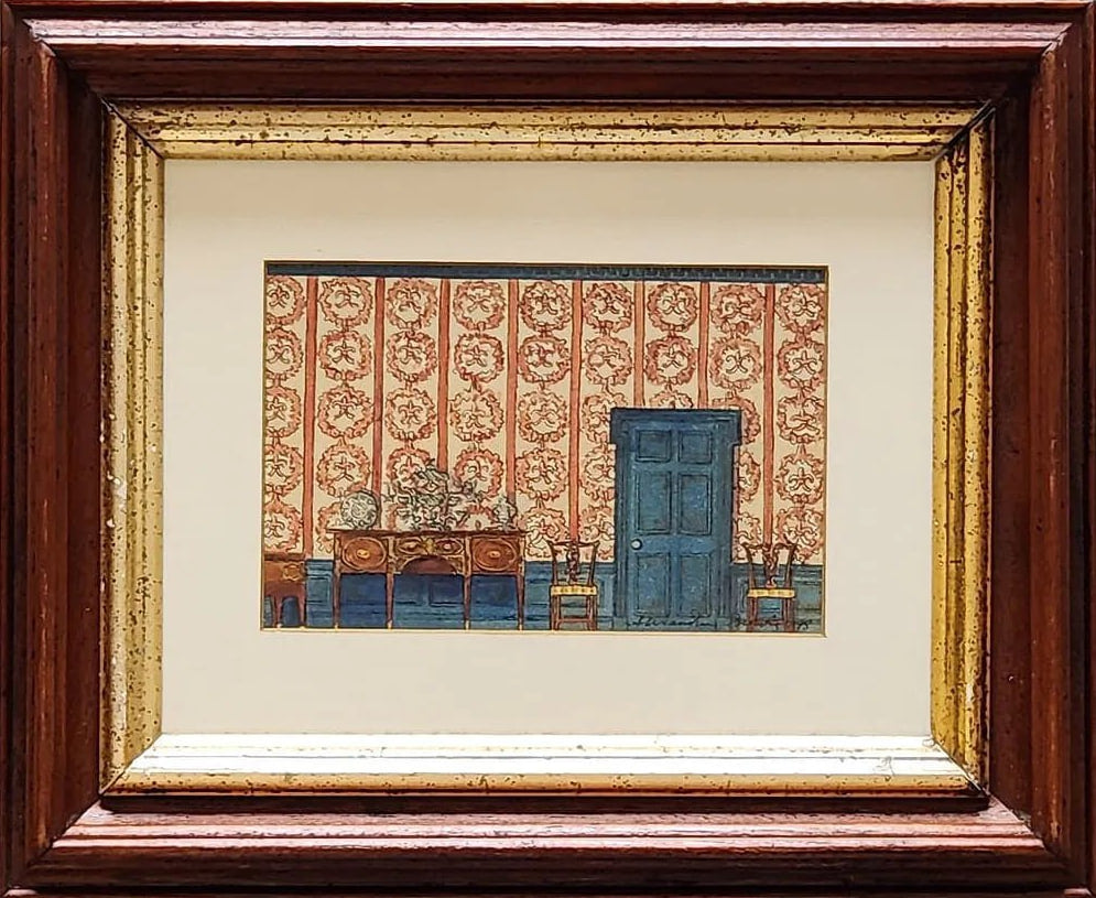 Alexandre Benois - Interior with Blue Door (Watercolor on Paper), 1948