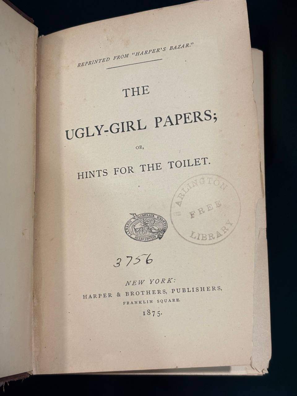 Ugly-Girl Papers from Harpers Bazar (New York, 1875)