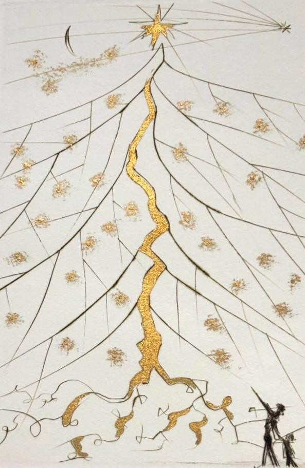 Salvador Dalí - Christmas Card "Star of Bethlehem" (Etching with Gilt Accents, hand-signed by Dalí in pencil, 1971) - Hedonism Gallery