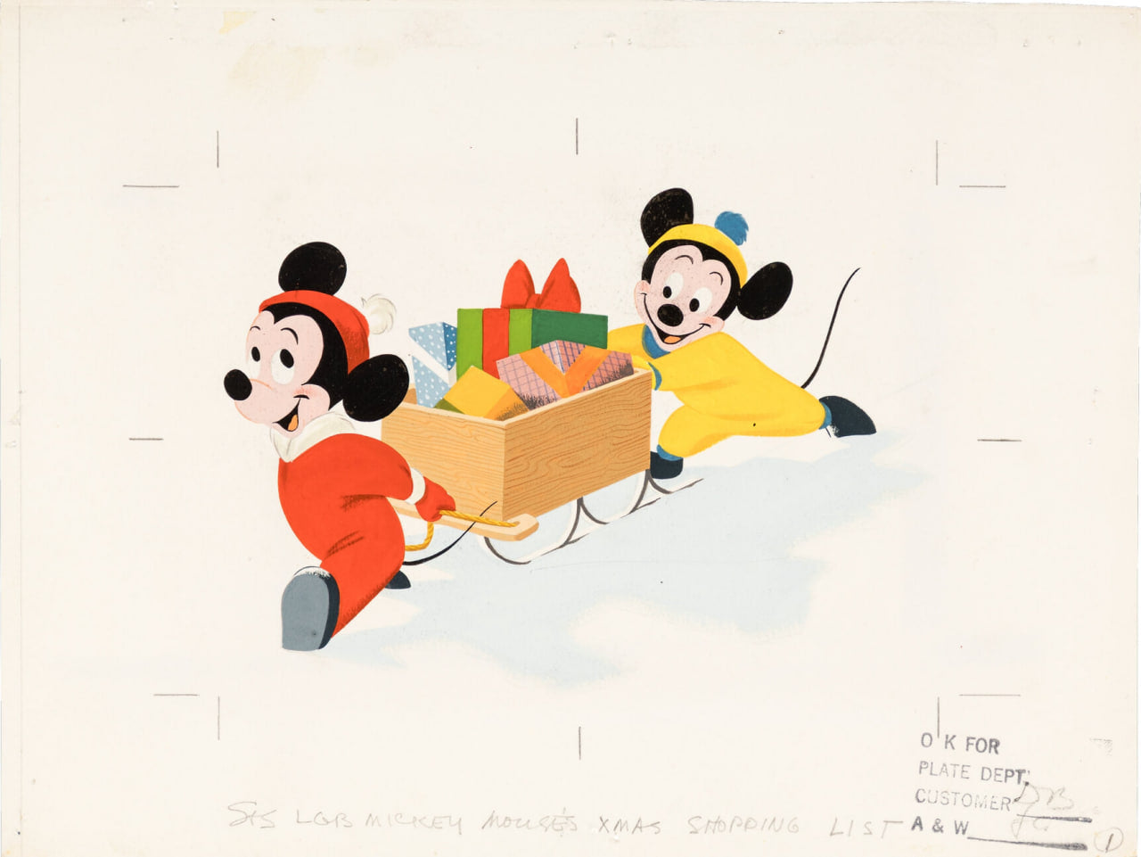 Walt Disney Studio - Mickey Mouse Goes Christmas Shopping Original Drawings (1953)