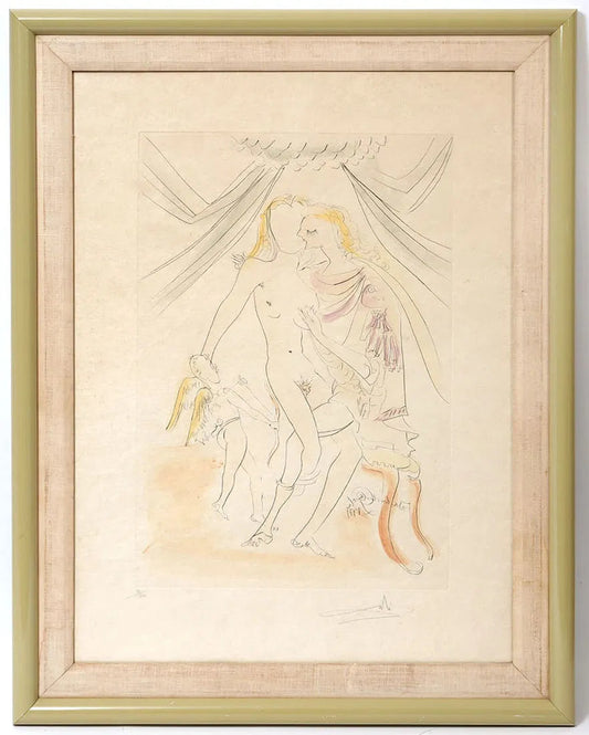 Salvador Dalí - Vénus, Mars et Cupidon from Suite Mythologique Nouvelle (Limited edition, hand-signed by Dalí, Drypoint etching, 1971)