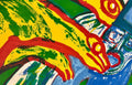Bengt Lindström - Yellow Dragon (Original lithograph, hand-signed, 1970s)