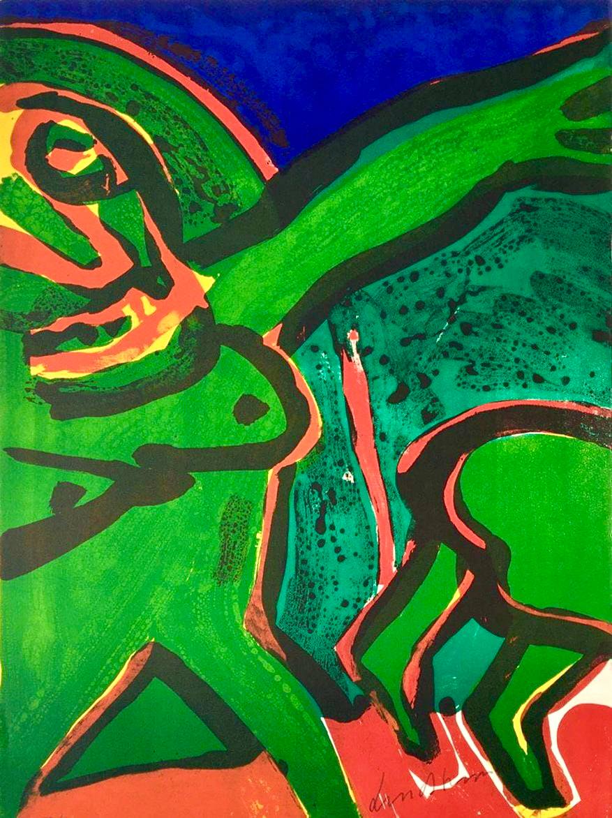 Bengt Lindström - Femme Verte (Original lithograph, hand-signed, 1978)
