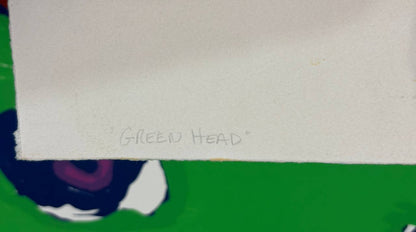 Bengt Lindström - Green Head (Original lithograph, hand-signed, 1970s)