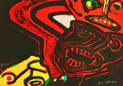 Bengt Lindström - Death of a Viking (Original lithograph, hand-signed, 1970s)