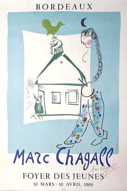 Marc Chagall - La Maison de mon Village (Hand-signed by Chagall, Mourlot lithograph, 1969)