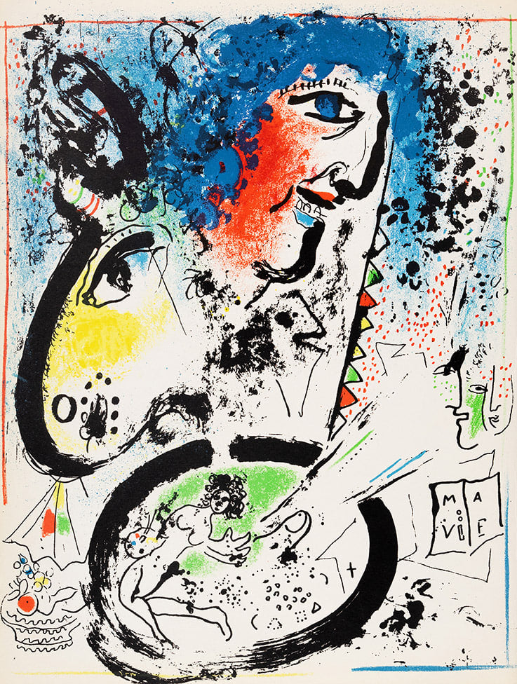 Marc Chagall - Auto-portrait (Original lithograph, 1960)
