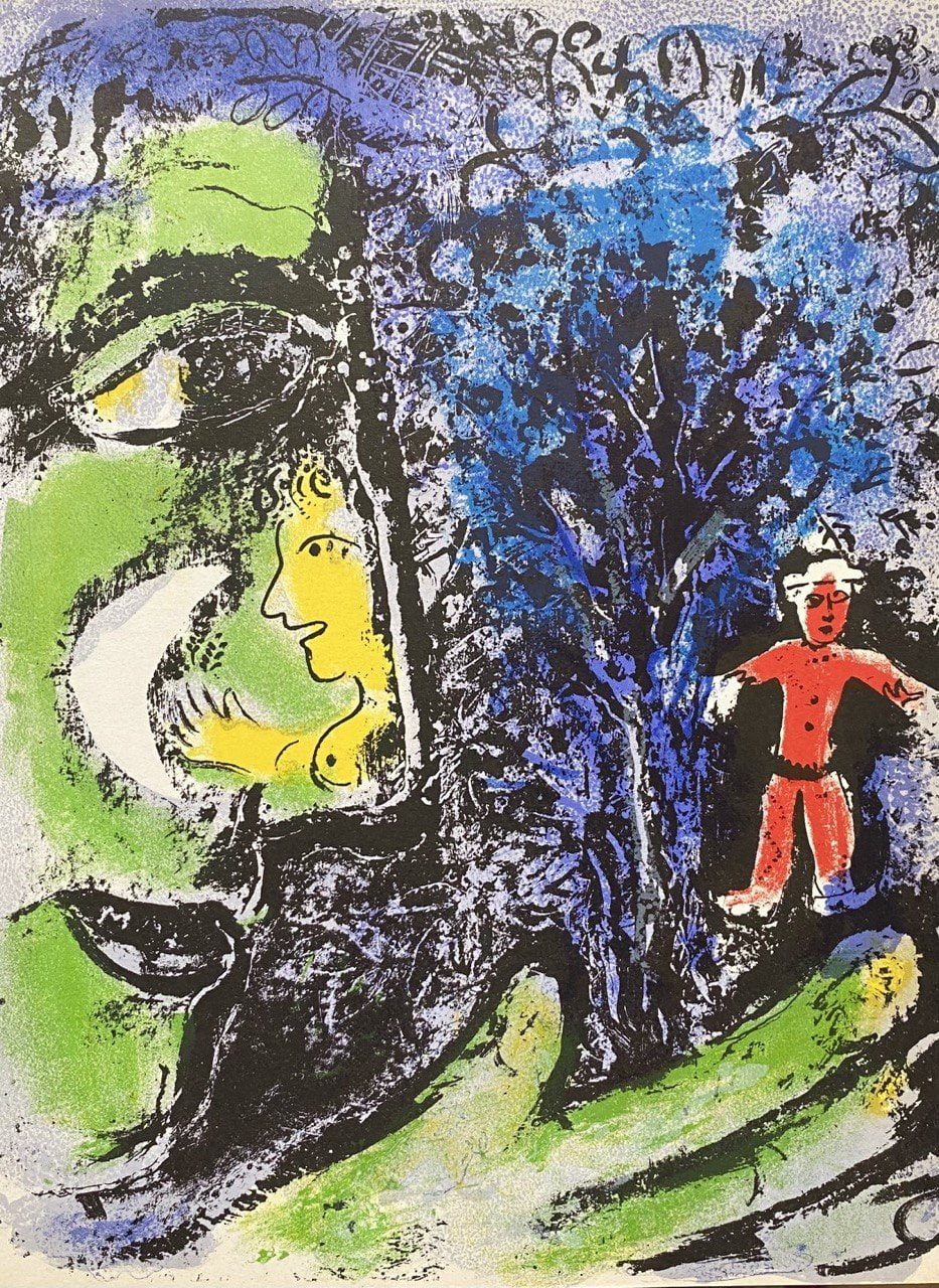 Marc Chagall - Le Profil et l’Enfant Rouge (Original lithograph, 1960)