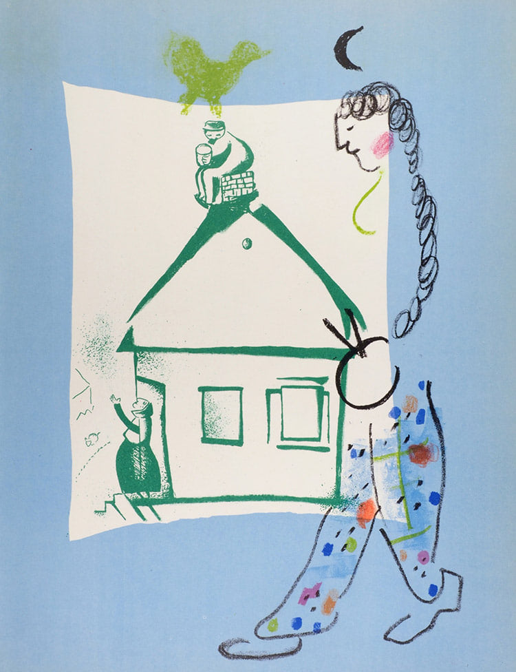 Marc Chagall - La Maison de mon Village (Original lithograph, 1960)