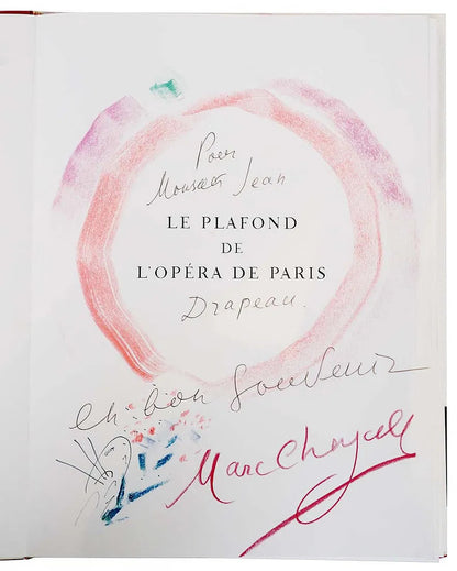 Marc Chagall - Drawing of the Paris Opera Ceiling (Unique work, Hand-signed, Color crayons on paper, 1971)