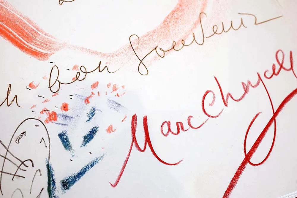 Marc Chagall - Drawing of the Paris Opera Ceiling (Unique work, Hand-signed, Color crayons on paper, 1971)