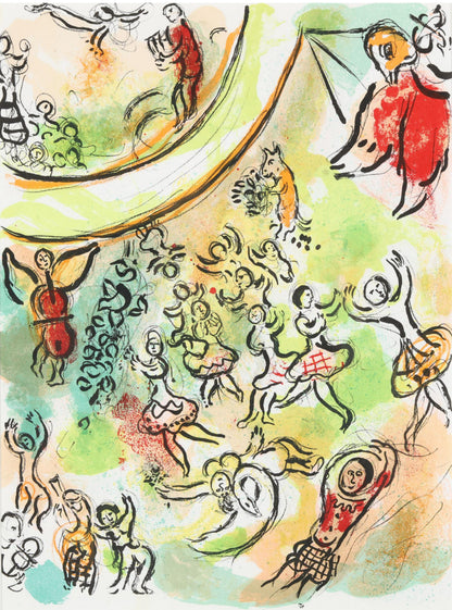 Marc Chagall - Drawing of the Paris Opera Ceiling (Unique work, Hand-signed, Color crayons on paper, 1971)