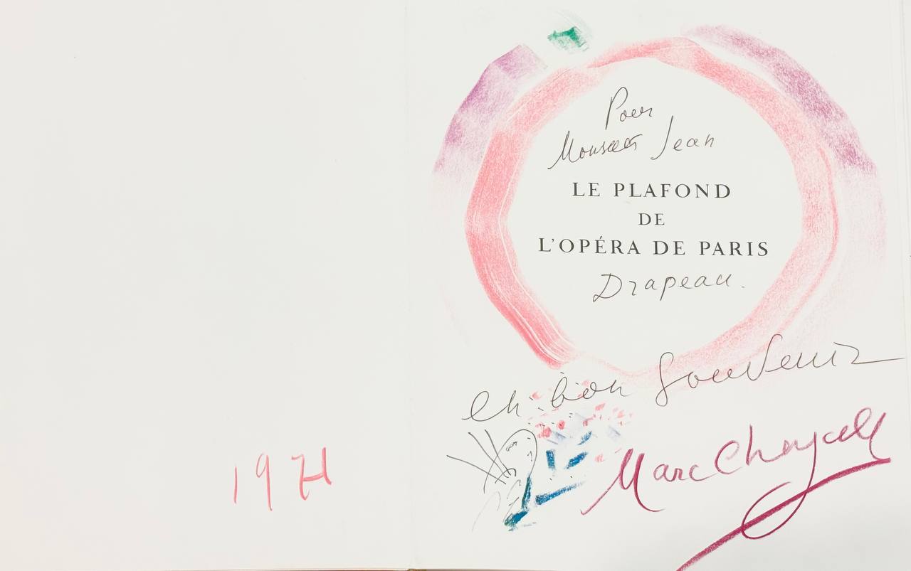 Marc Chagall - Drawing of the Paris Opera Ceiling (Unique work, Hand-signed, Color crayons on paper, 1971)
