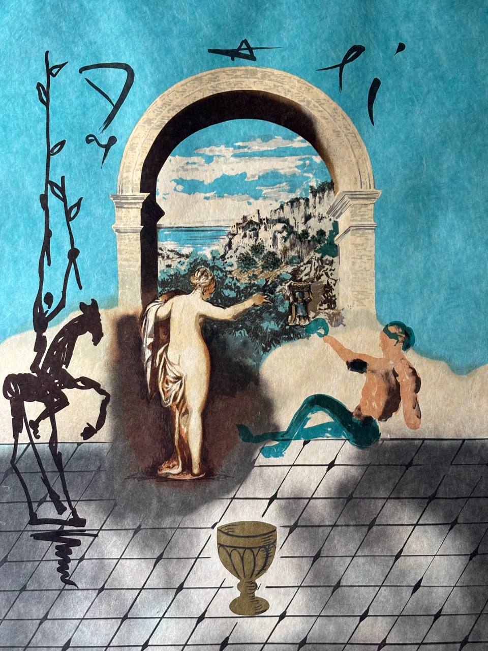 Salvador Dalí - Dalí Discovers America, Complete Set of 2 (Color lithographs, Deluxe edition on Japon paper, hand-signed by Dalí, 1979)