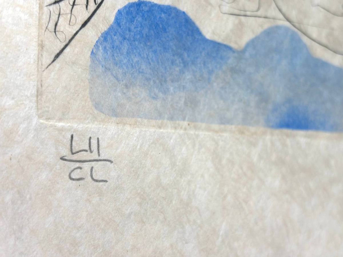 Salvador Dalí - Venus au bain / Nu au bain from Suite Mythologique Nouvelle (Deluxe edition on Japon paper, hand-signed by Dalí, Hand-colored drypoint engraving with gold accents, 1971)