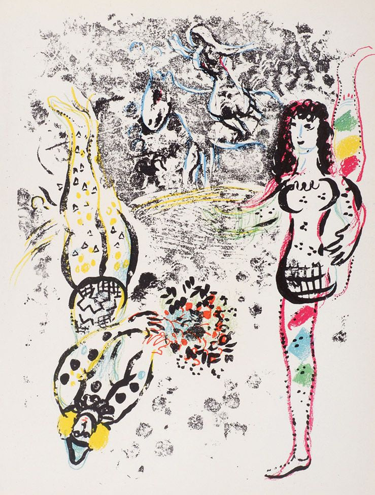 Marc Chagall - Le jeu des acrobates (Original lithograph, 1960)