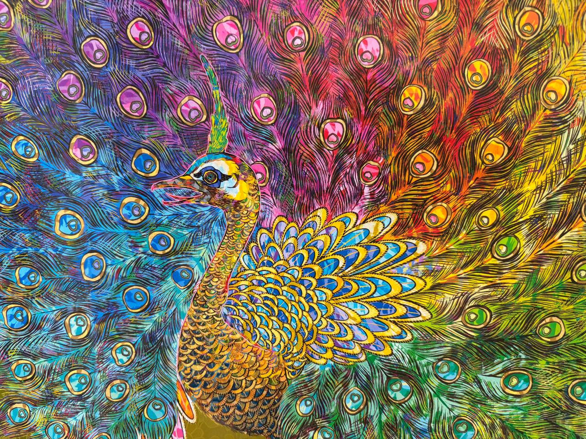 Takashi Murakami - Re: "Kujaku-Tachiaoi-zu Byōbu" Peacock Print (Hand-Signed, Limited Edition, 2026)