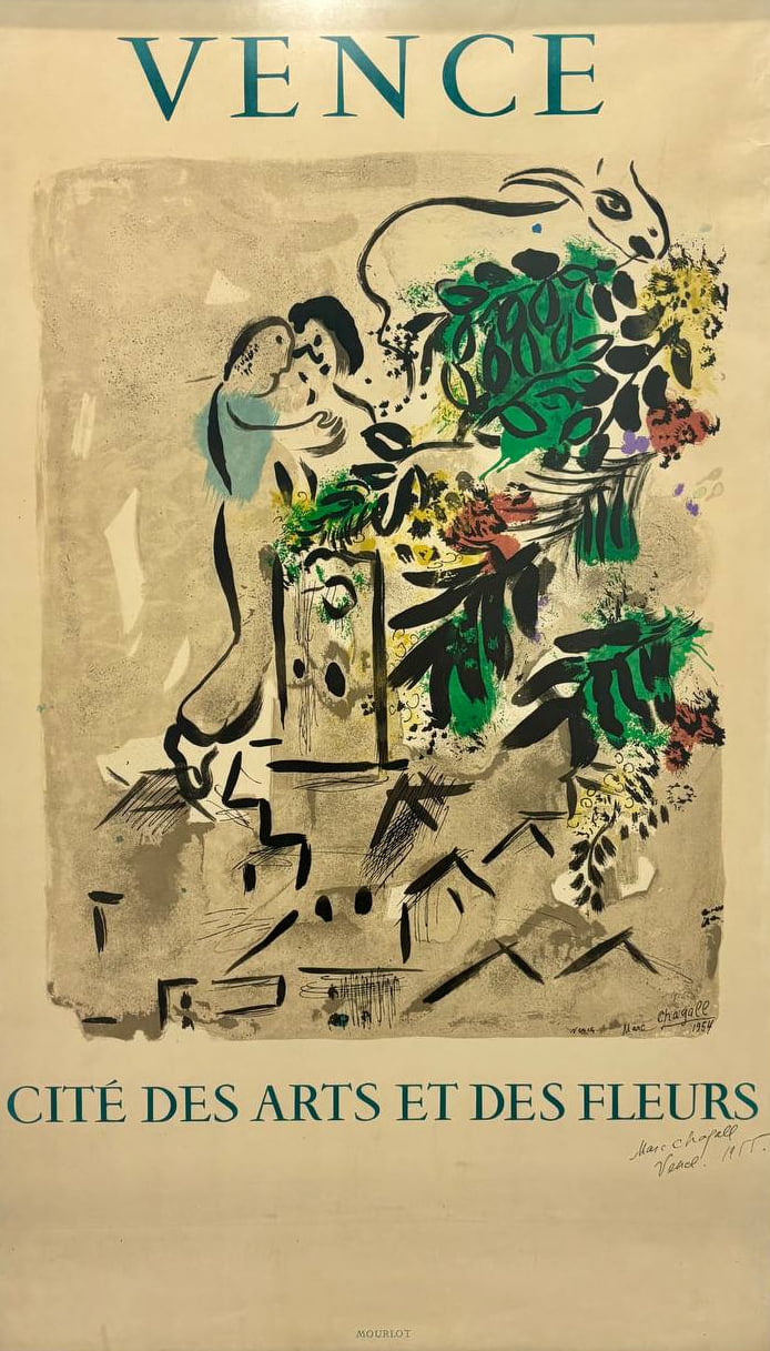 マルク・シャガール - ヴァンス（シャガールによる手書きサイン、ムーロー工房リトグラフ、1954年）