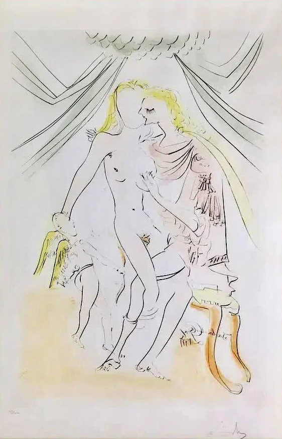 Salvador Dalí - Vénus, Mars et Cupidon from Suite Mythologique Nouvelle (Limited edition, hand-signed by Dalí, Drypoint etching, 1971)