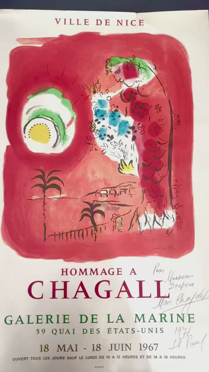 Marc Chagall - The Red Siren / La Baie des Anges (Hand-signed by Chagall, Mourlot lithograph, 1967)