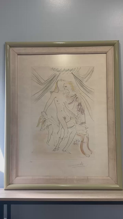 Salvador Dalí - Vénus, Mars et Cupidon from Suite Mythologique Nouvelle (Limited edition, hand-signed by Dalí, Drypoint etching, 1971)