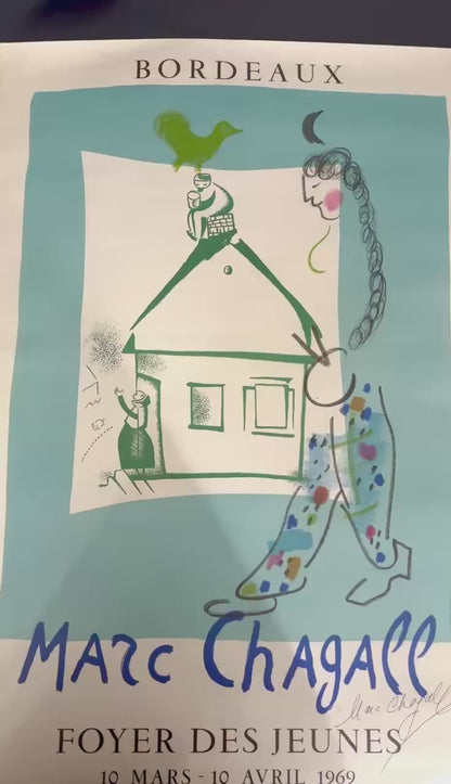Marc Chagall - La Maison de mon Village (Hand-signed by Chagall, Mourlot lithograph, 1969)