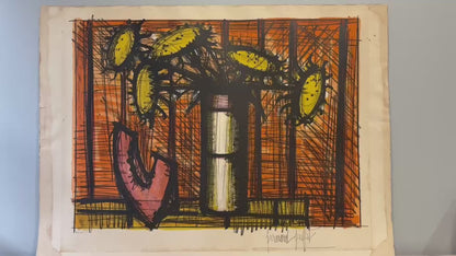 Bernard Buffet - Tournesols et melon (Original lithograph, hand-signed, 1955)
