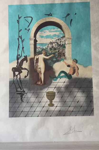 Salvador Dalí - Dalí Discovers America, Complete Set of 2 (Color lithographs, Deluxe edition on Japon paper, hand-signed by Dalí, 1979)