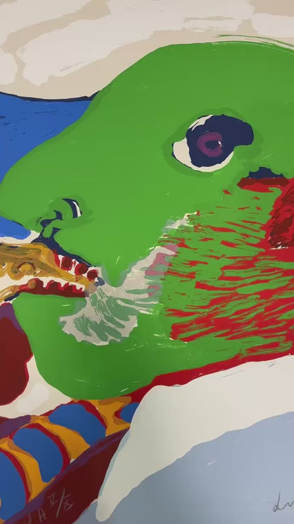 Bengt Lindström - Green Head (Original lithograph, hand-signed, 1970s)