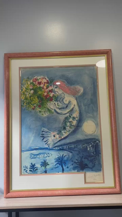Marc Chagall - La Baie des Anges (Hand-signed by Chagall, Mourlot lithograph, 1962)
